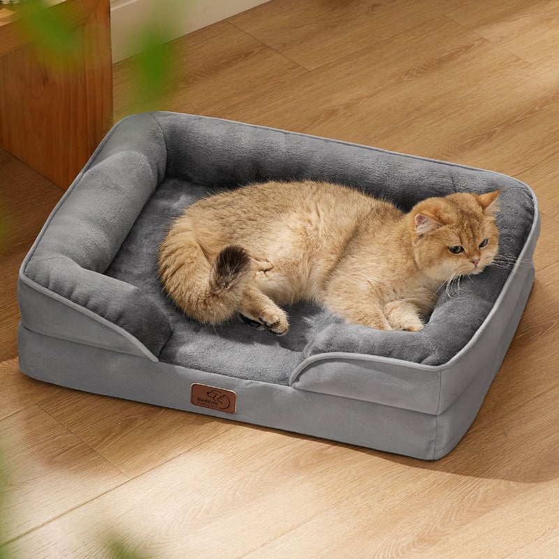 Bedsure Orthopedic Dog Beds for Extra Small Dogs Washable Dog Cat Bed Waterproof Comfort Pet Couch Sofa with Washable Removable Cover Pets Bed with Nonskid Bottom Grey 20