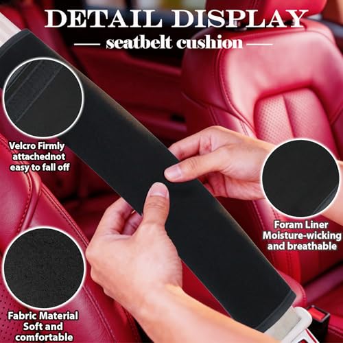 VRSHMB Extended Seat Belt Cover Pad 2 Pack Soft Comfortable Universal Seatbelt Covers for Adults and Kids Fits Car Seat Belts Armrest and Backpacks Black - Image 3