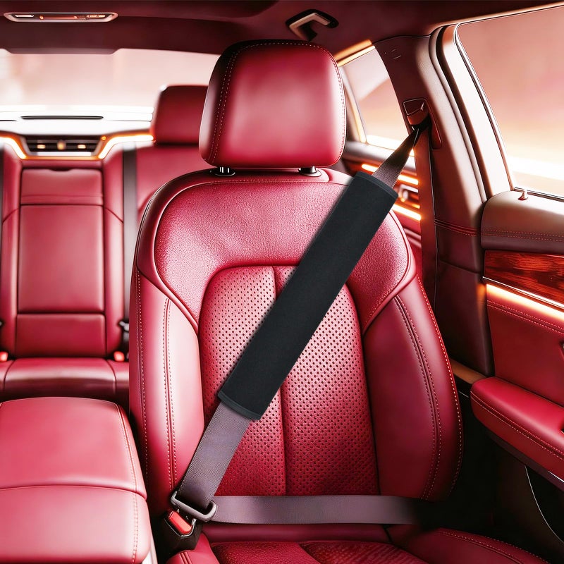 VRSHMB Extended Seat Belt Cover Pad 2 Pack Soft Comfortable Universal Seatbelt Covers for Adults and Kids Fits Car Seat Belts Armrest and Backpacks Black - Image 2