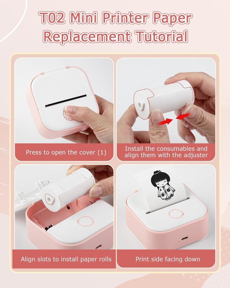 فوميمو ورق حراري شفاف T02، ورق طابعة حرارية، متوافق مع T02/M02X/M02L، 1.96 بوصة × 11.4 بوصة (50 مم × 3.5 م/لفة)، نص أسود، يحفظ لفترة طويلة، 3 لفات - Image 3