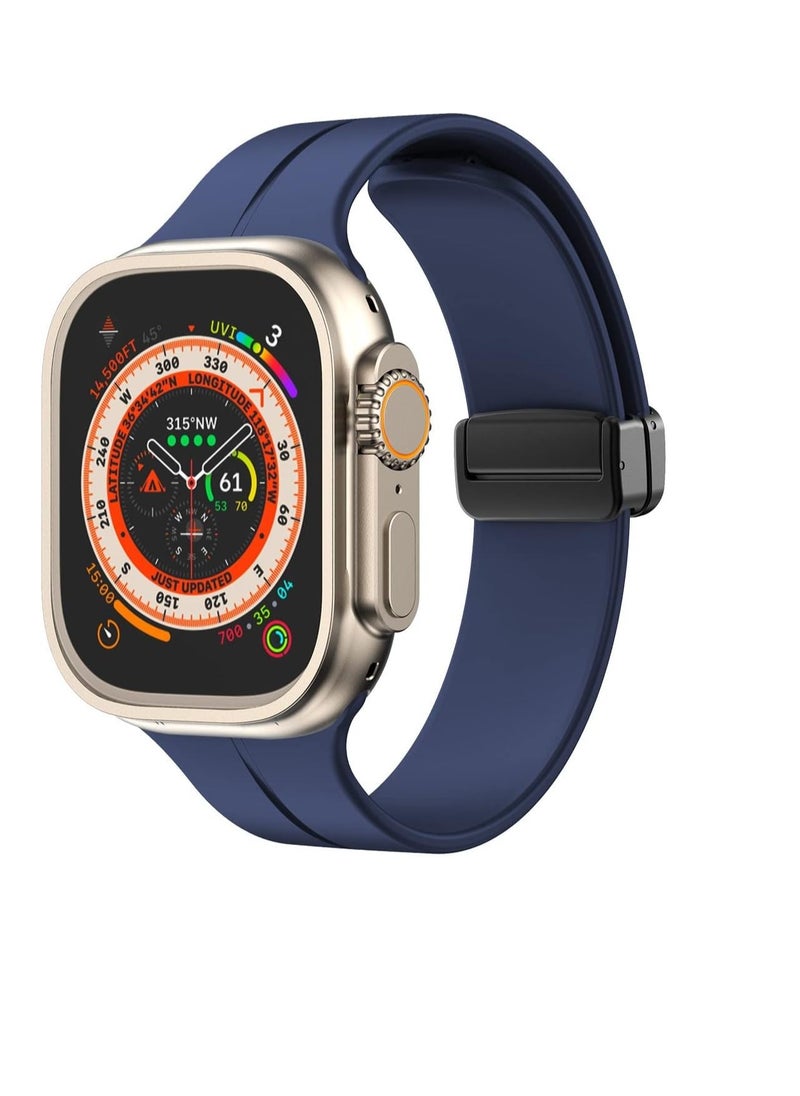 Generic - Magnetic Bands for Apple Watch Ultra/Ultra 2 Band 49mm 45mm 44mm 42mm Soft Sport Silicone Strap for iwatch Series 9/8/7/6/5/4/3/2/1/SE2/SE - Image 1