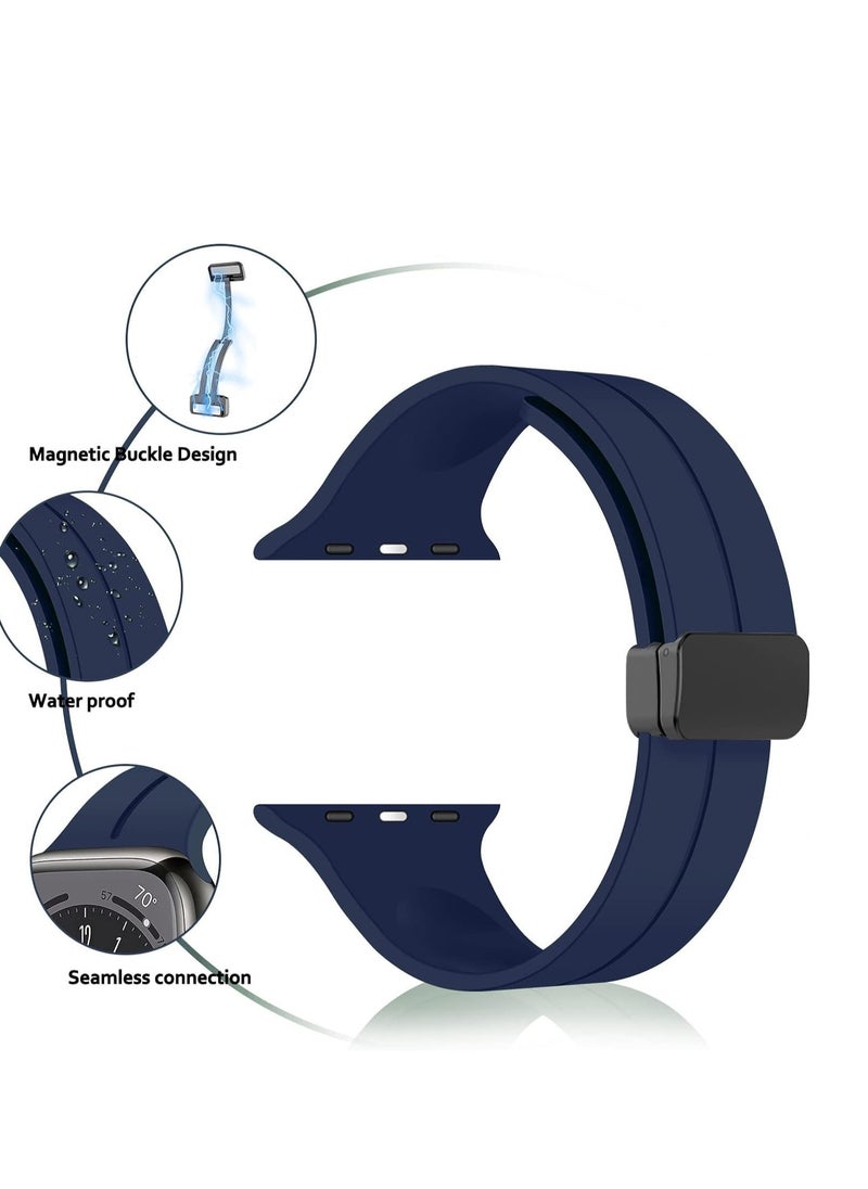 Generic - Magnetic Bands for Apple Watch Ultra/Ultra 2 Band 49mm 45mm 44mm 42mm Soft Sport Silicone Strap for iwatch Series 9/8/7/6/5/4/3/2/1/SE2/SE - Image 1