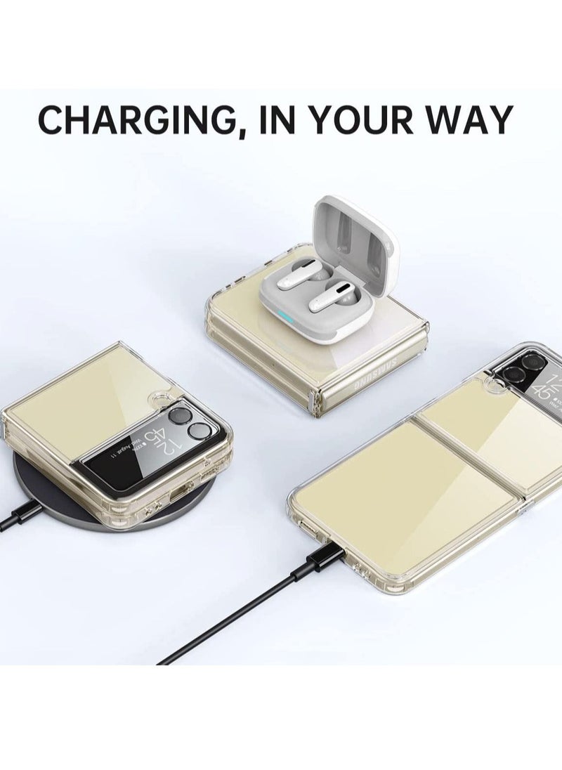 Raxoom Case for Samsung Galaxy Z flip 4 5G 2022, Clear Slim Phone Case with Transparent Hard PC Back, Soft TPU Edges, Hinge, Non-Yellowing Shockproof Thin Protective Cover for Z flip 4 - Crystal - Image 3