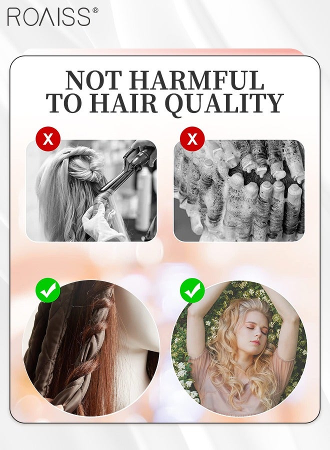 roaiss Heatless Octopus Hair Curler, Overnight Curling Adjustable Headband with 8 Curling Rods, No Heat Satin Curlers to Sleep in for Long and Short Hair, Brown - Image 4