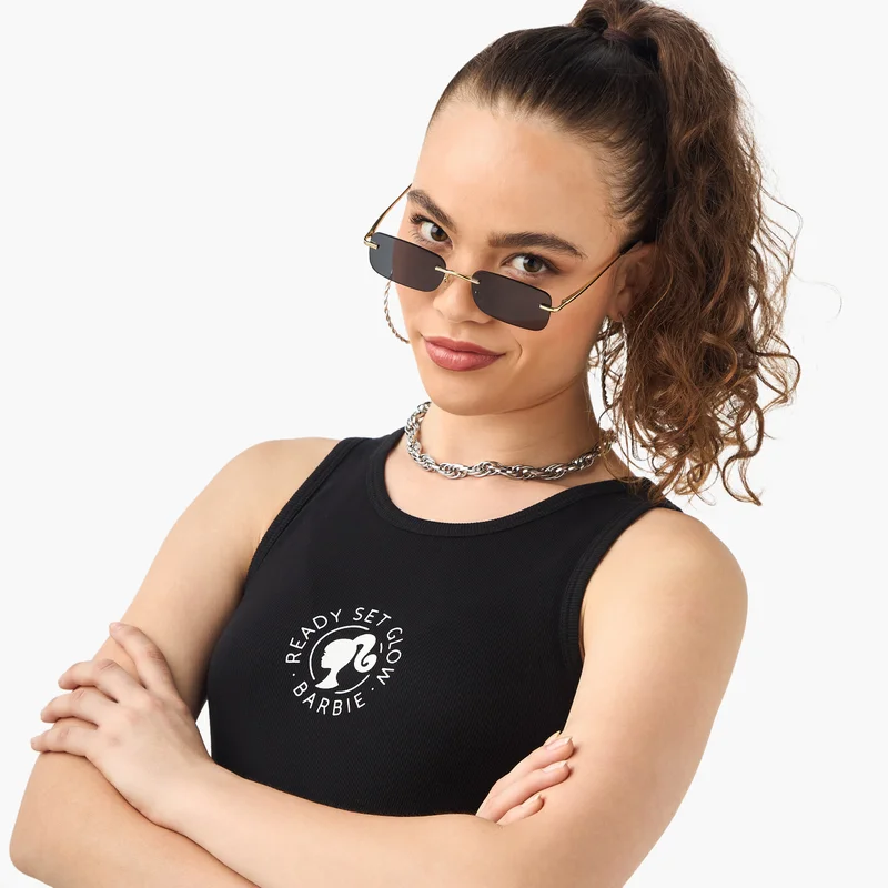 SP Characters Barbie Print Tank Top with Round Neck