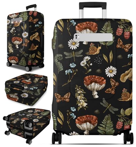 Slohif Luggage Cover for Suitcase Tsa Approved Protector Mushroom Luggage Sleeve Large Suit Case Cover Travel Stretch Baggage Case Protective Washable Fit 2427 Inch - Image 1