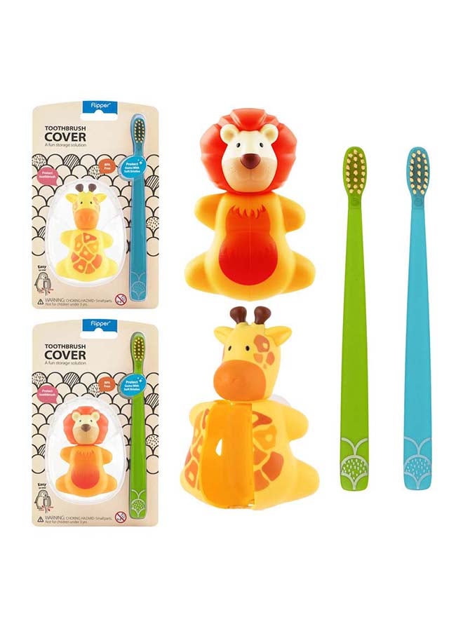 Flipper Pack Of 4 Toothbrush Cover And Toothbrush Pairs - Image 1