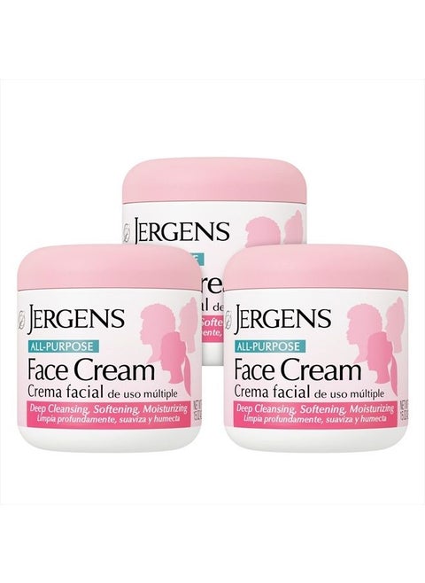 All Purpose Face Cream, Deep Cleansing Facial Cream, Makes Skin Smooth and Vibrant, 15 Ounce (Pack of 3)