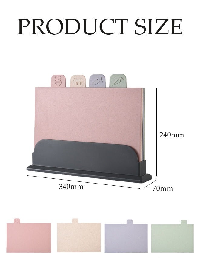 DUNISO Cutting Board, 4 PCS Plastic Cutting Boards Non Slip and Dishwasher Safe with Storage Rack, Double Sided Usable,Food Grade Chopping Boards Set for Fruit, Meat, Vegetable, Fresh food and Dry Goods - Image 2