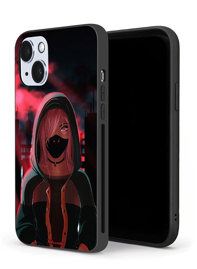 Tolwak Apple iPhone 14 Plus Protective Case Girl Wear Mask Art - Image 1