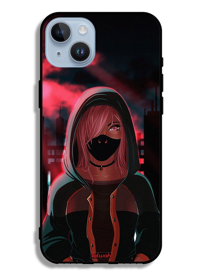 Tolwak Apple iPhone 14 Plus Protective Case Girl Wear Mask Art - Image 2