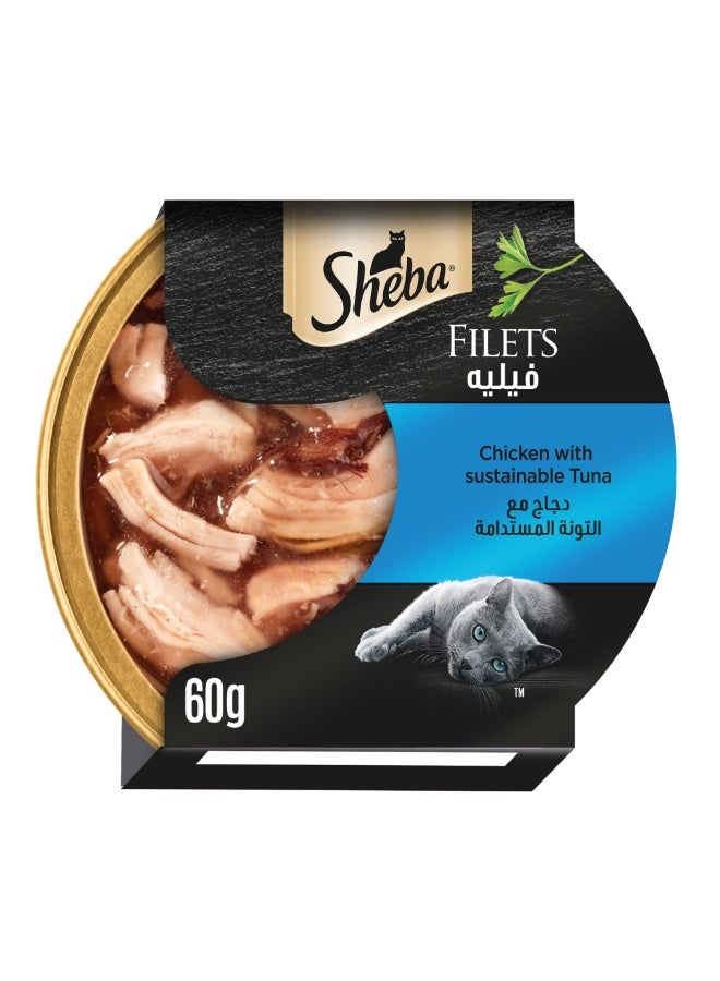 Sheba Filets Chicken with Sustainable Tuna 60g Premium Wet Cat Food High Protein Omega 3 Rich Natural Ingredients Gourmet Meal for Adult Cats - Image 1