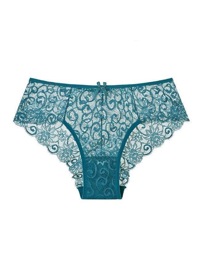 (4-pack) Lace pattern semi-transparent V-waist elastic breathable sexy mid-waist women's panties, suitable for everyday wear. - Image 2