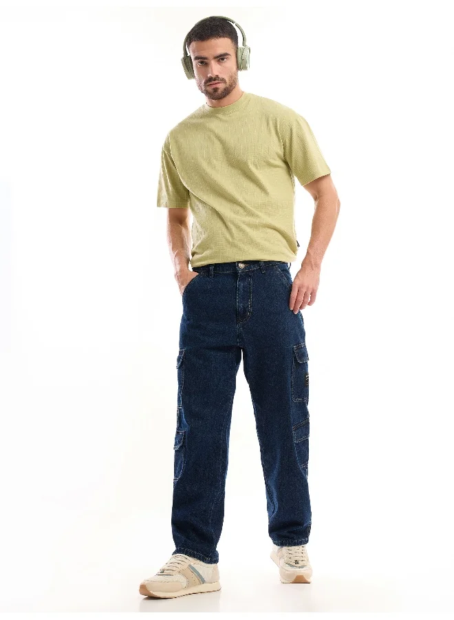 Beyoung Dark Blue Denim Baggy Cargo Pants
