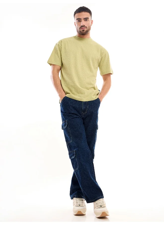 بيونغ Dark Blue Denim Baggy Cargo Pants