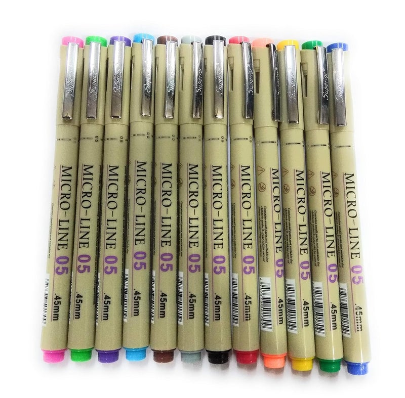 Generic Kreative Kraft Superior Color Drawing Micron Pens 12Piece Fine Liner Set for Sketching Illustration Calligraphy - Image 1