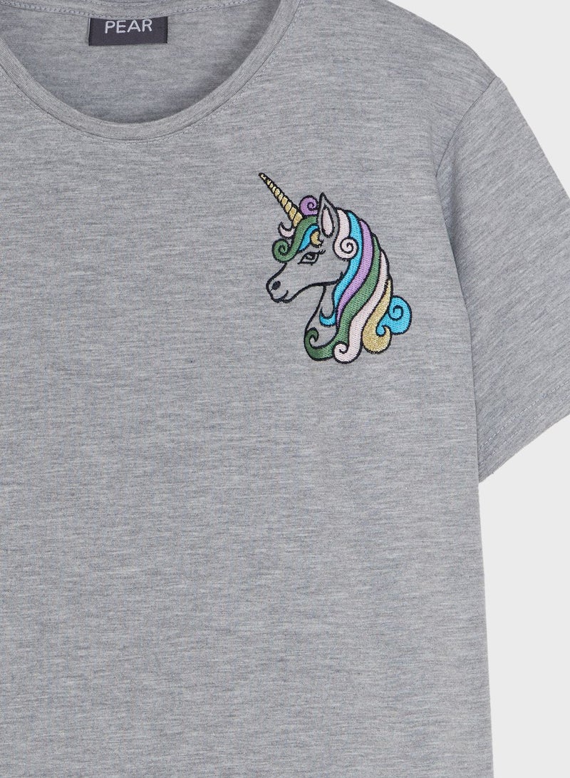 Pear Concept Kids Unicorn Embroidered T-Shirt  - Image 3