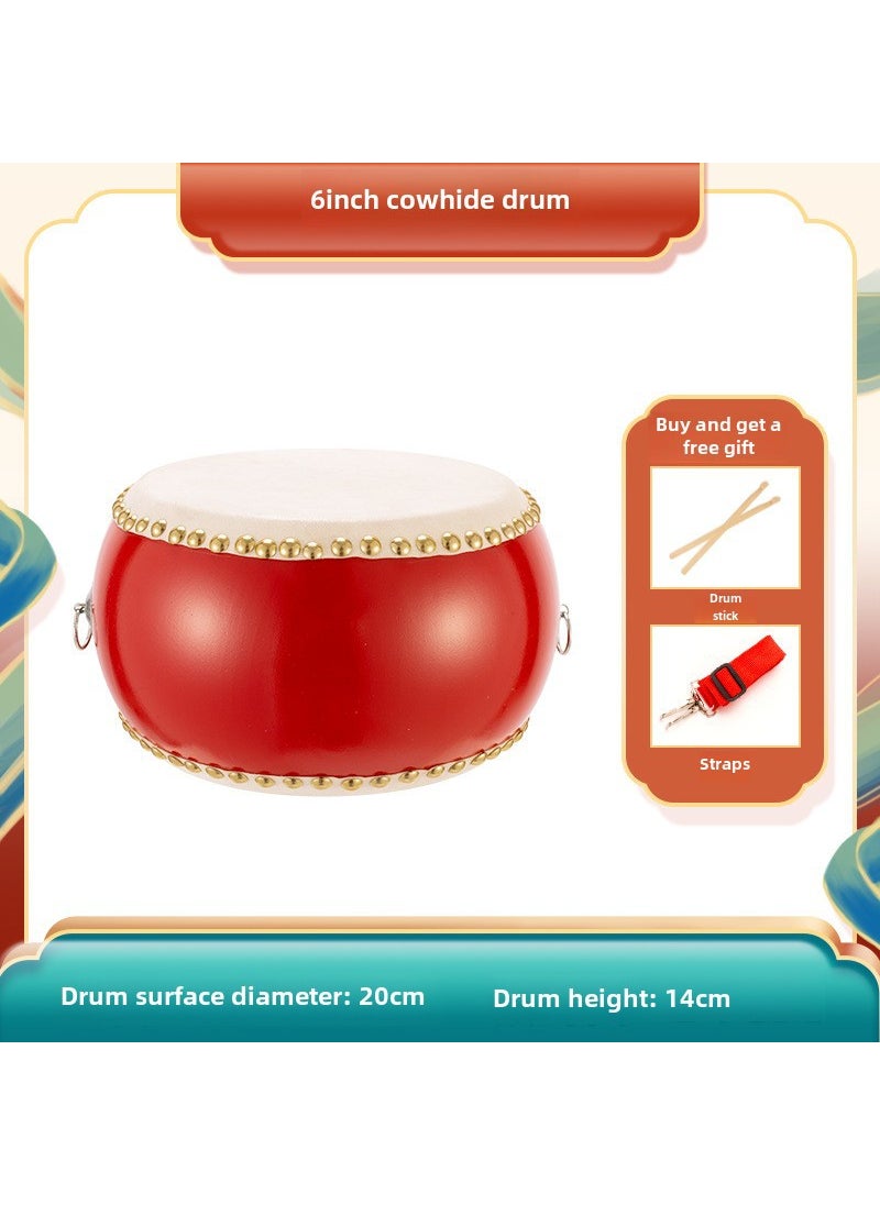 Generic Kids Drum Set 5-10 Inch Leather Percussion 6-inch cowhide drum + drum stick + strap 