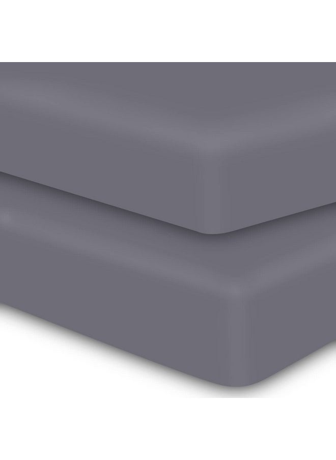 MOONQUEEN MOONQUEEN 2-Pack Baby Fitted Crib Sheets - Soft Breathable Microfiber Toddler Nursery Sheet Set for Boys and Girls, Fits Standard Size Crib Mattress 28 x 52 x 8in, Grey  - Image 1