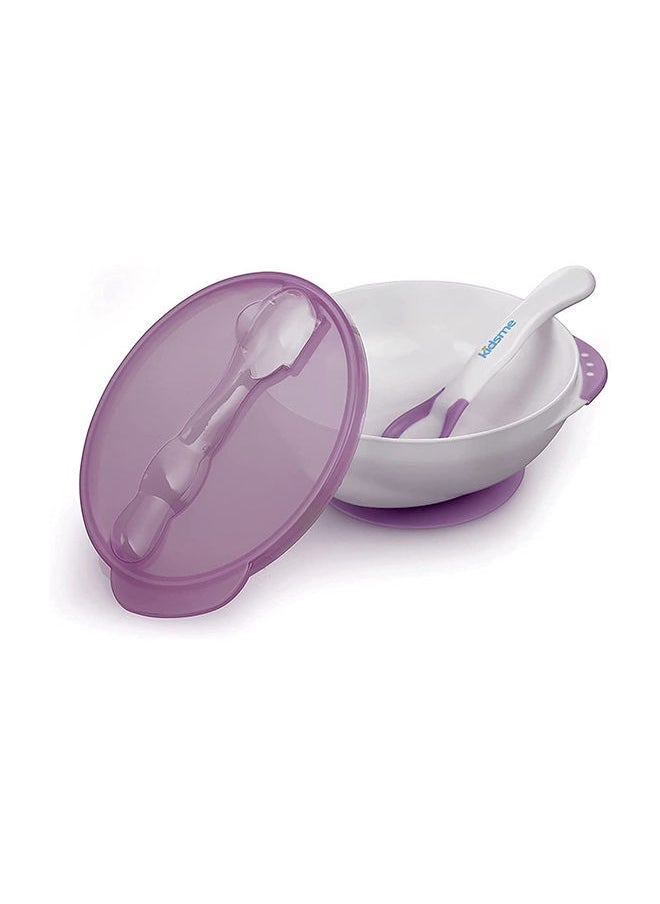 kidsme - Suction Bowl With Ideal Temperature Feeding Spoon Set For Baby Girl From 9 Months And Above Plum - Image 1