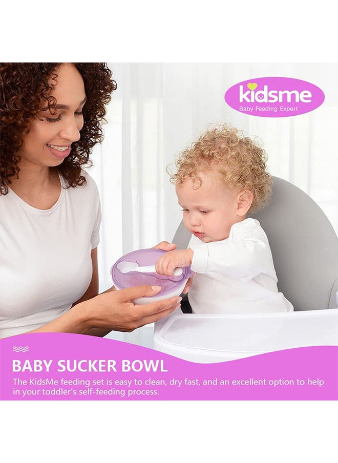 kidsme - Suction Bowl With Ideal Temperature Feeding Spoon Set For Baby Girl From 9 Months And Above Plum - Image 1