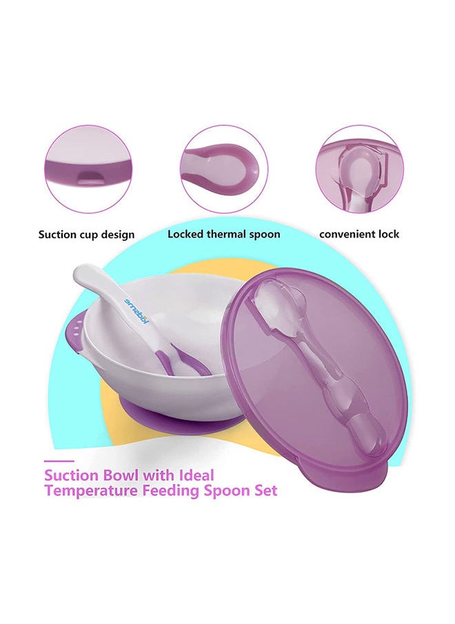kidsme - Suction Bowl With Ideal Temperature Feeding Spoon Set For Baby Girl From 9 Months And Above Plum - Image 1