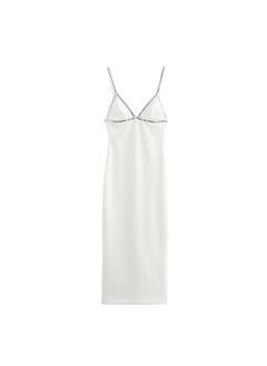New Style Womens Clothing ZRA Instock Jewelry Embellished Flute Dress Cross-Border European And American Trend Quick Selling white