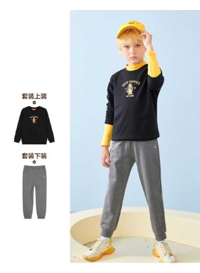 Hush Puppies Children's Spring And Autumn Boys And Girls Sportswear Set Full Cotton Children's Sportswear Two-piece Set - Image 1