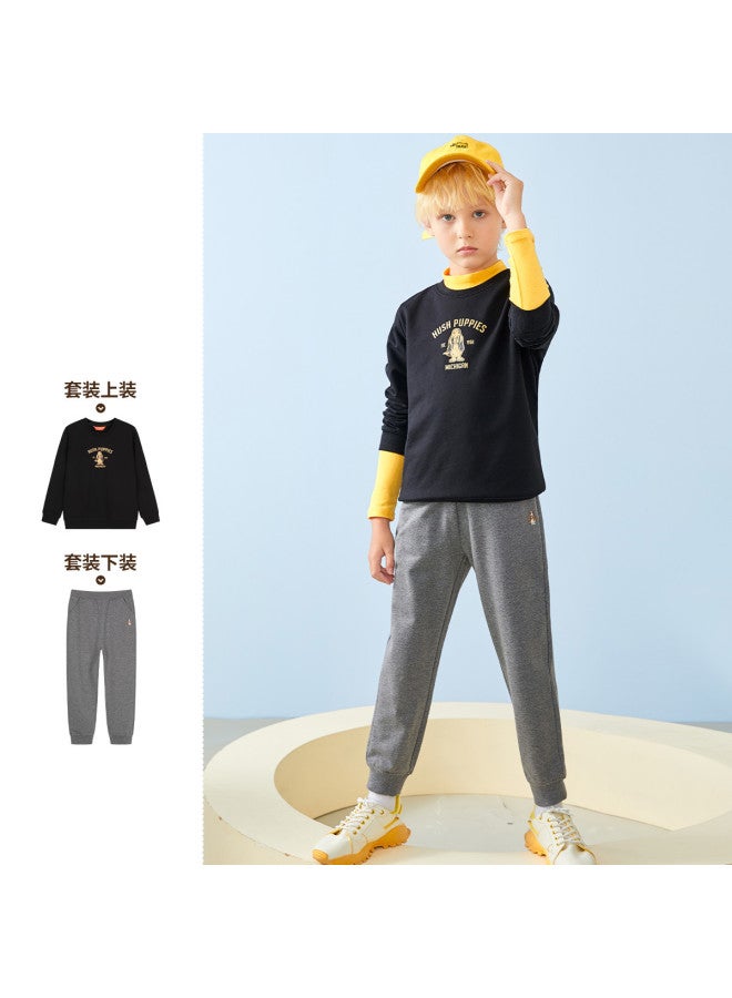 Hush Puppies Children's Spring And Autumn Boys And Girls Sportswear Set Full Cotton Children's Sportswear Two-piece Set - Image 3
