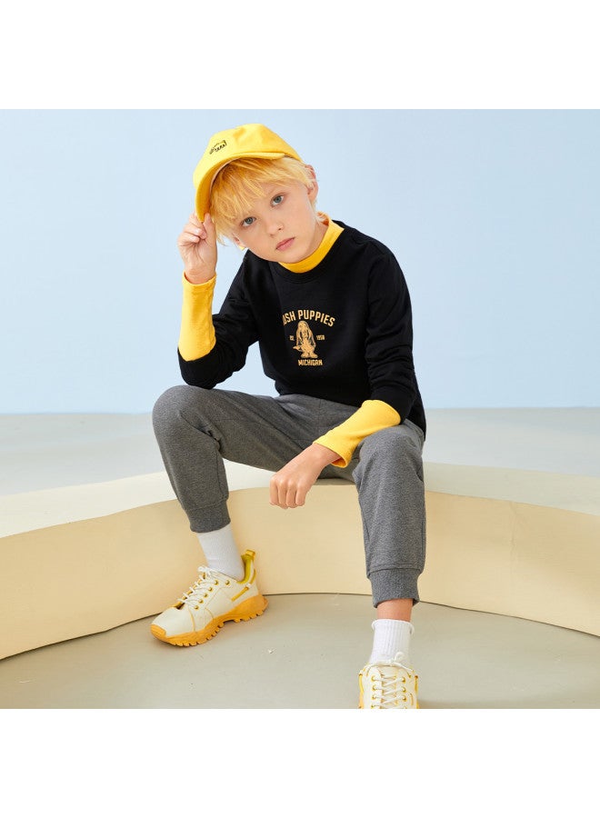 Hush Puppies Children's Spring And Autumn Boys And Girls Sportswear Set Full Cotton Children's Sportswear Two-piece Set - Image 2