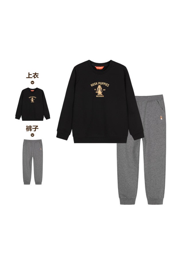 Hush Puppies Children's Spring And Autumn Boys And Girls Sportswear Set Full Cotton Children's Sportswear Two-piece Set - Image 4
