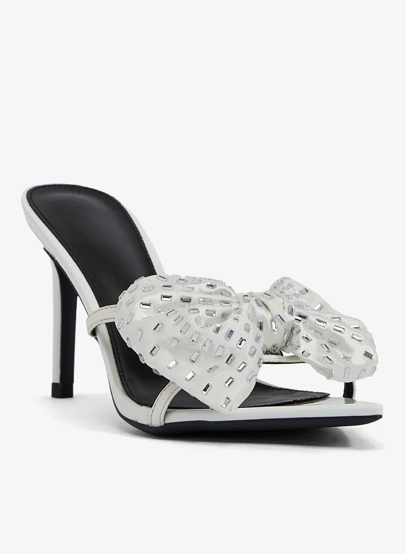 Ginger Bow Detail Rhinestone Embellished High Heel Sandals