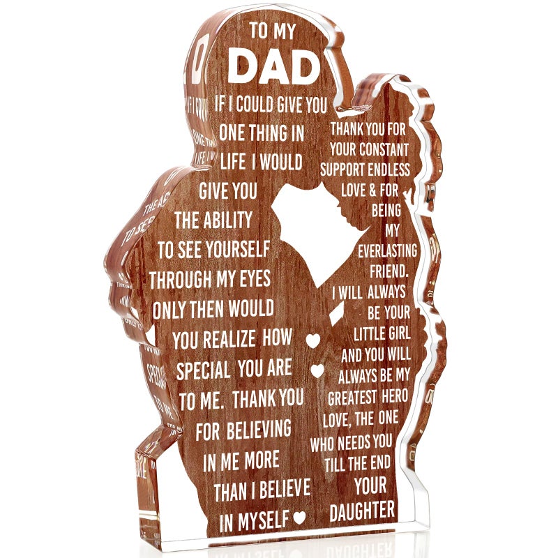 LuoHere Dad Birthday Gift from Daughter - Cool from Daughter Christmas Valentines Easter Gifts Idea Daddy New Dad Best Dad Ever Gifts Father's Day Gifts Dad Desk Decor Acrylic Plaque Sign - Image 1