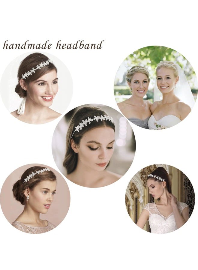 Exacoo Wedding Headbands for Women Girls Bride Headband Bridal Headpieces Crystal Hair Band Crown Silver Tiara Wedding Gifts Hair Accessories Elegant Fairy Rhinestone Handmade Butterfly Headband - Image 5