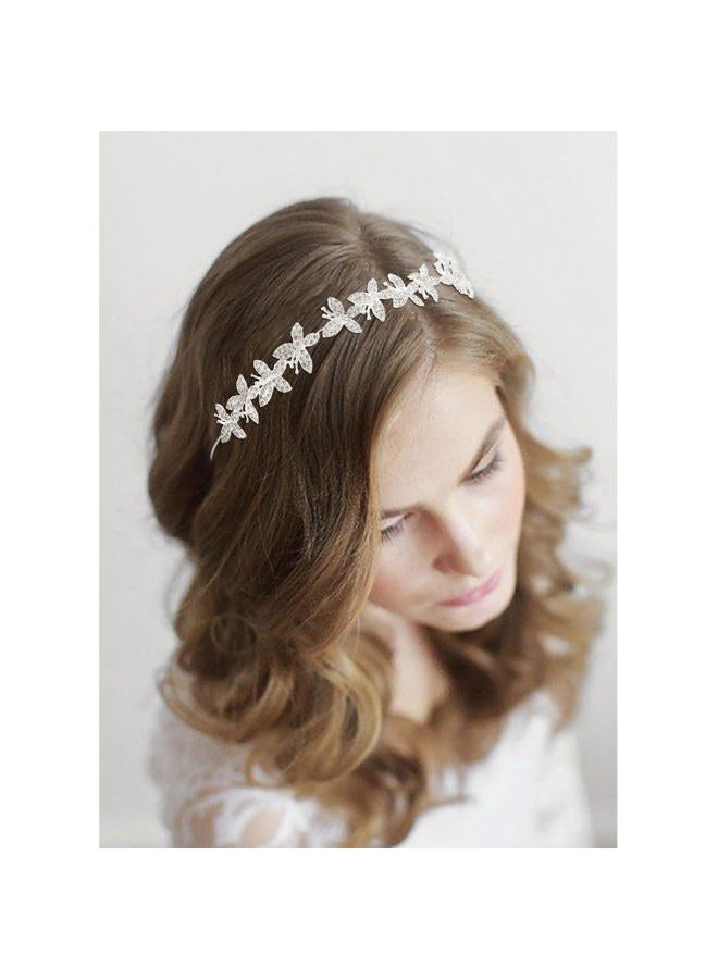 Exacoo Wedding Headbands for Women Girls Bride Headband Bridal Headpieces Crystal Hair Band Crown Silver Tiara Wedding Gifts Hair Accessories Elegant Fairy Rhinestone Handmade Butterfly Headband - Image 4