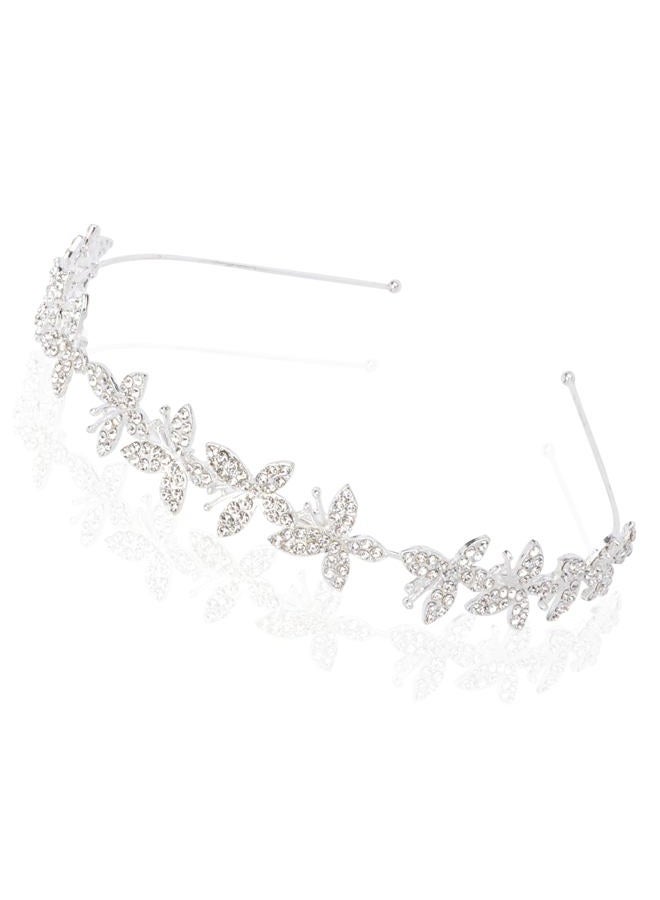Exacoo Wedding Headbands for Women Girls Bride Headband Bridal Headpieces Crystal Hair Band Crown Silver Tiara Wedding Gifts Hair Accessories Elegant Fairy Rhinestone Handmade Butterfly Headband - Image 1