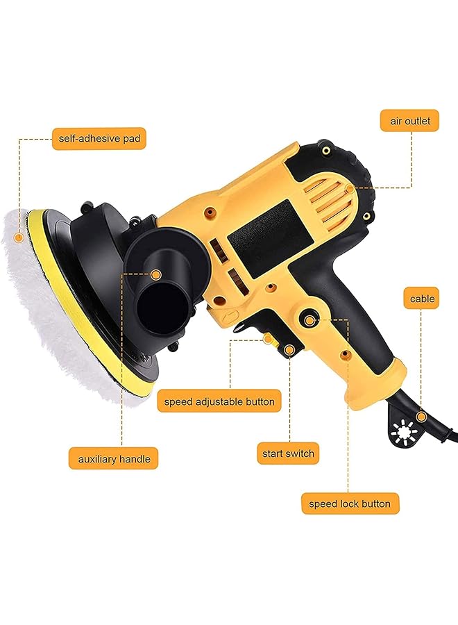WEMART Polishing Machine Kit 700W Buffer Polisher With Detachable Polishing Pad Home Diy Waxing Polishing Sponge Pads Kit For Car Sanding Polishing Waxing Sealing Glaze 600 3713Rpm - Image 5