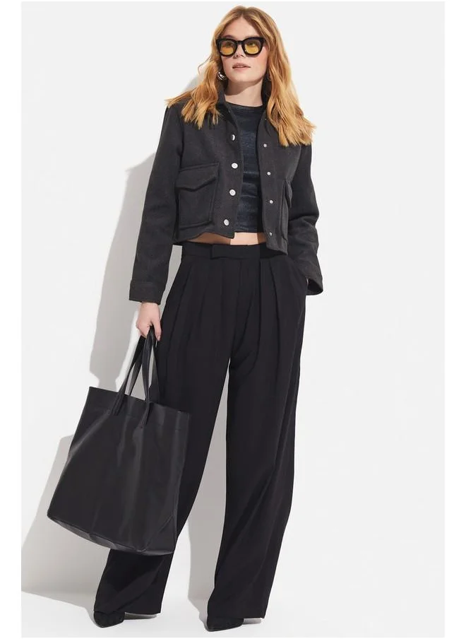 جون June Pocket Detailed Coat Anthracite