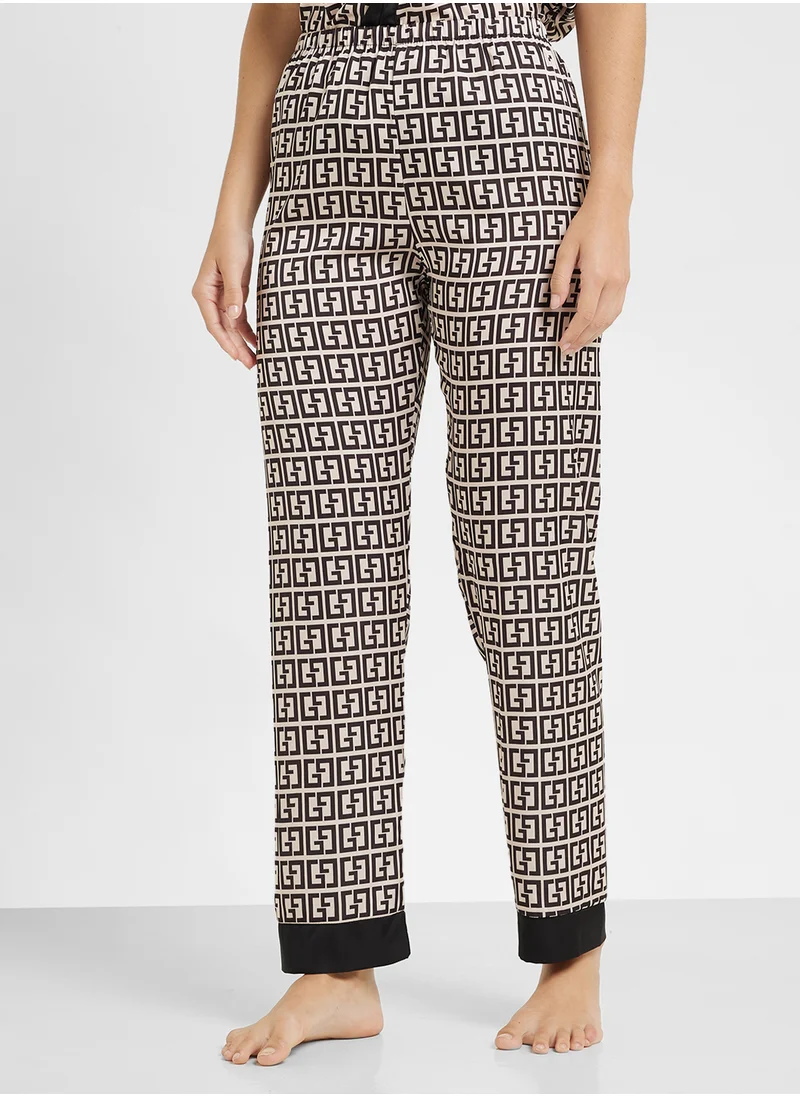 جينجر Printed Button Down Shirt & Pyjama Set