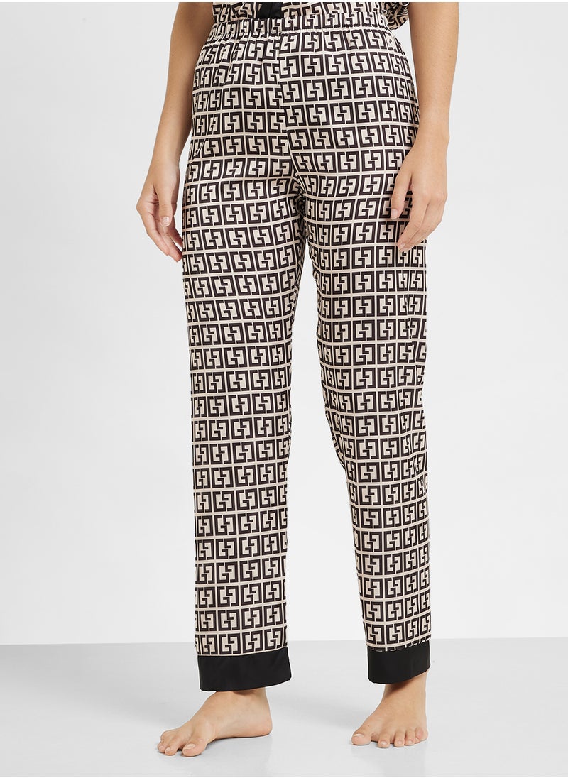 Ginger - Printed Button Down Shirt & Pyjama Set - Image 1