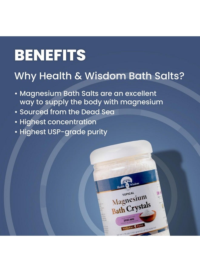 Health and Wisdom Magnesium Bath Salt - Magnesium Chloride Flakes for Bath Soak, 4X Epsom Salt Concentration, Unscented Formula, Dead Sea Sourced, Zero Additives - 28 Ounces - Image 3