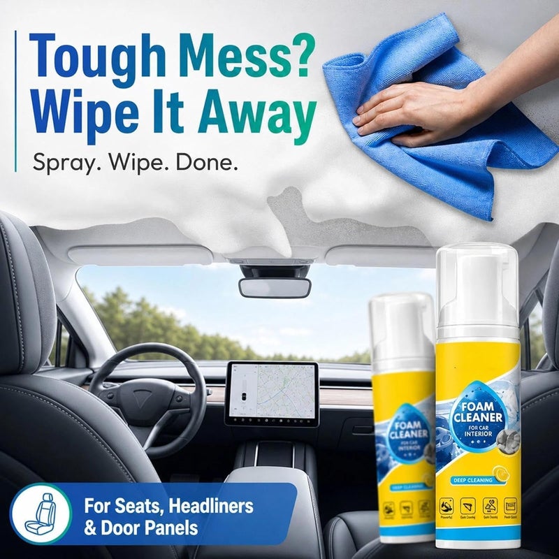 4-in-1 Multi-Enzyme Foam Cleaner Multi Purpose Spray for Home and Car Interior, All Surface Deep Cleaning Mousse, Lemon Scent Foaming Cleanser for Sofa, Fabric, Kitchen and Bathroom, Pack of 2 - Image 5