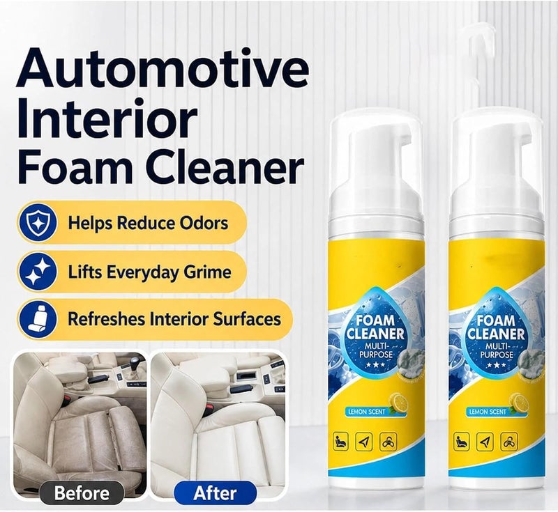 4-in-1 Multi-Enzyme Foam Cleaner Multi Purpose Spray for Home and Car Interior, All Surface Deep Cleaning Mousse, Lemon Scent Foaming Cleanser for Sofa, Fabric, Kitchen and Bathroom, Pack of 2 - Image 4