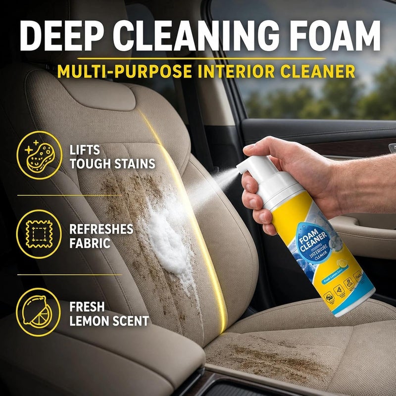 4-in-1 Multi-Enzyme Foam Cleaner Multi Purpose Spray for Home and Car Interior, All Surface Deep Cleaning Mousse, Lemon Scent Foaming Cleanser for Sofa, Fabric, Kitchen and Bathroom, Pack of 2 - Image 3
