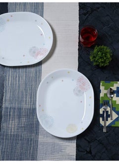 Corelle Corelle Pom Pom Glass Oval Serving Platter Pack of 2, 31CM, Multicolor  - Image 1
