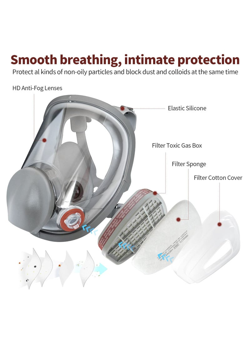 Jourvent Full Face Respirator Mask Reusable- Respirator Mask with Filters,Full Face Cover Gas Mask with Double Filtration,for Painting,Dust,Carpentry,Welding and Other Work Protection - Image 2