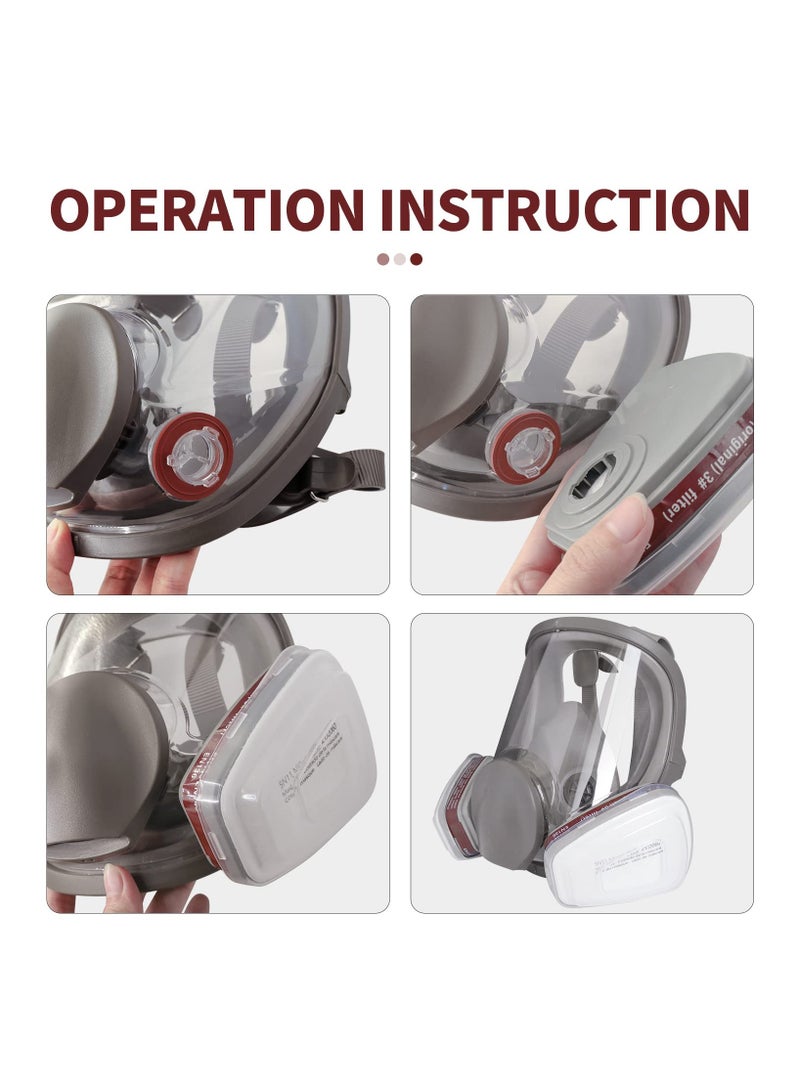 Jourvent Full Face Respirator Mask Reusable- Respirator Mask with Filters,Full Face Cover Gas Mask with Double Filtration,for Painting,Dust,Carpentry,Welding and Other Work Protection - Image 4