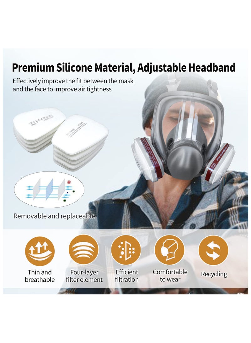 Jourvent Full Face Respirator Mask Reusable- Respirator Mask with Filters,Full Face Cover Gas Mask with Double Filtration,for Painting,Dust,Carpentry,Welding and Other Work Protection - Image 5