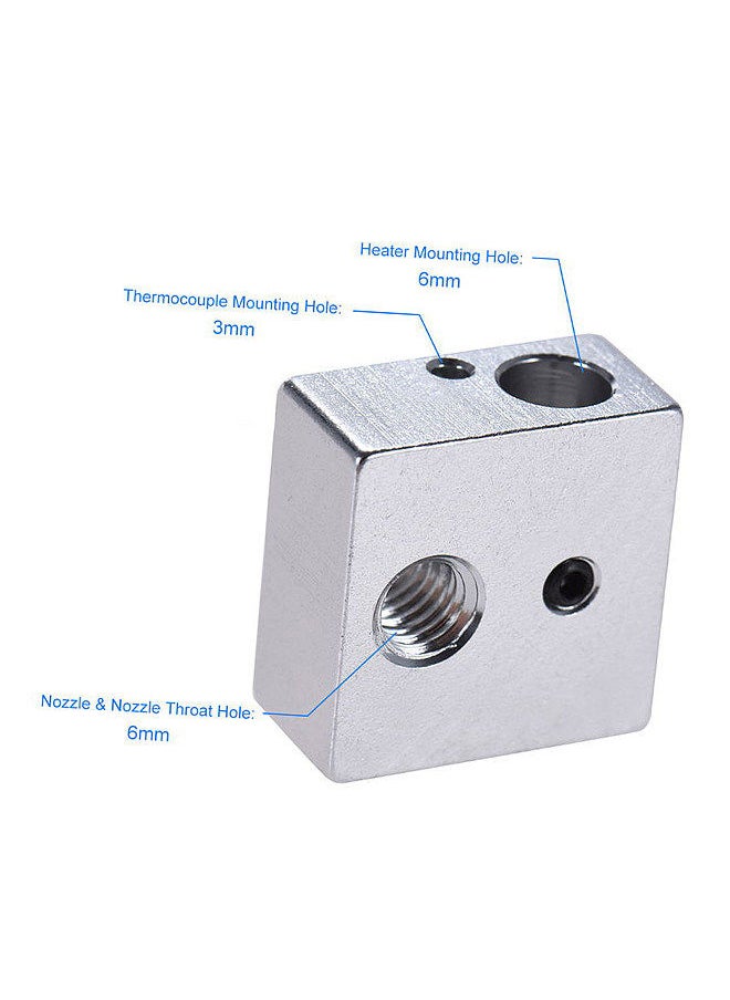 Generic 2Pcs/Set 0.4mm Brass Nozzle Extruder Print Head + Heater Block Hotend + 1.75mm Throat Tubes Pipes for Anet A8 A6 3 3D Printer Accessories  - Image 2