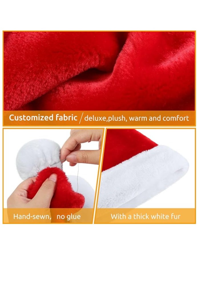 Hanady Luxury Santa Hat for Christmas - Soft Plush Comfort with Stylish Faux Fur Pom-Pom, Classic Design for Festive Joy  - Image 2